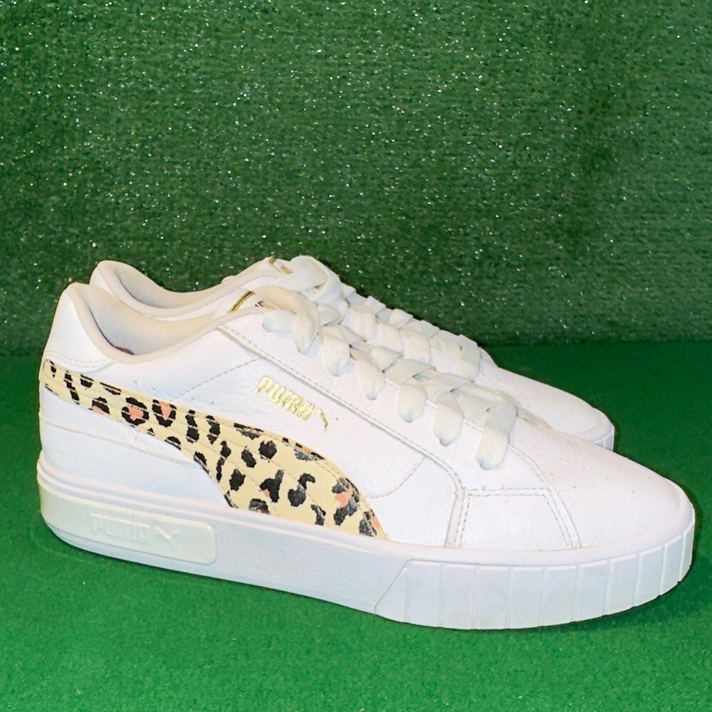 Puma Cali Star White Leopard Print 382317-02 Women’s Size 9.5